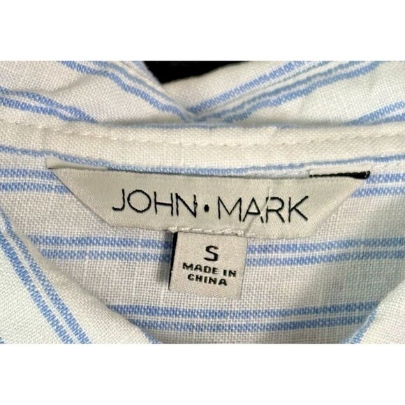 John Mark Tunic Womens Size Small Linen Blend Embroidered Roll tab Sleeves - Picture 7 of 9